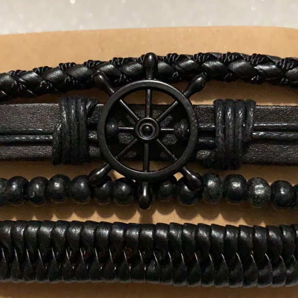 4pcs Braided wrap Leather band / bracelet - Picture 5 of 7